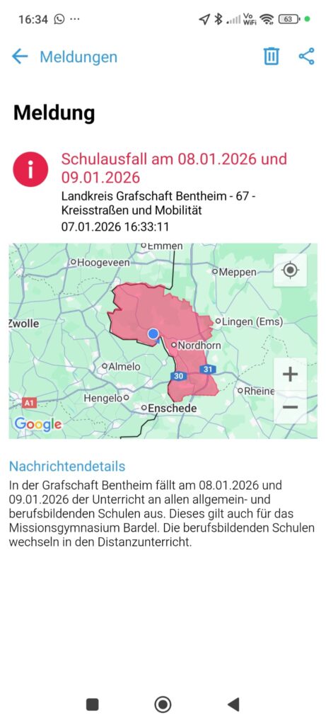 Schulausfall am 08.01 und 09.01.