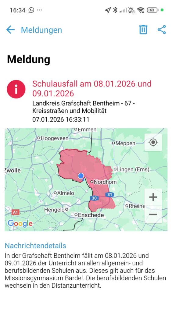 Schulausfall am 08.01 und 09.01.